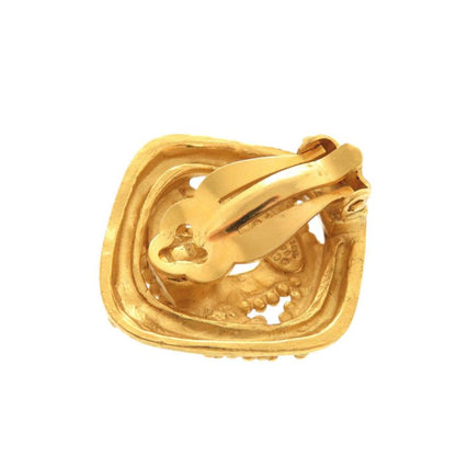 Chanel Vintage CC Logo Metal Gold Earrings