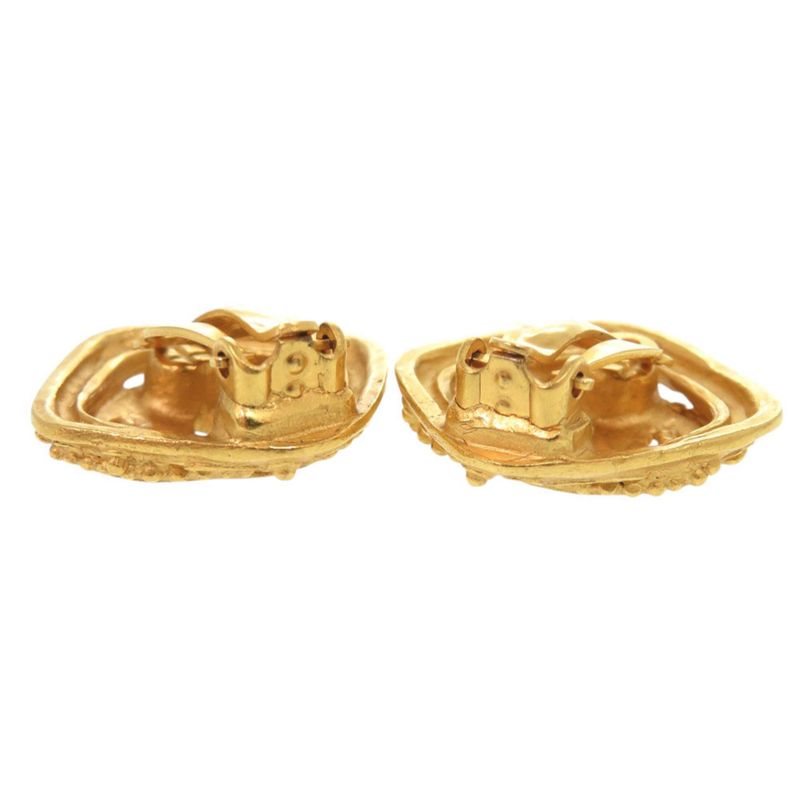 Chanel Vintage CC Logo Metal Gold Earrings