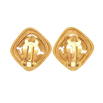 Chanel Vintage CC Logo Metal Gold Earrings