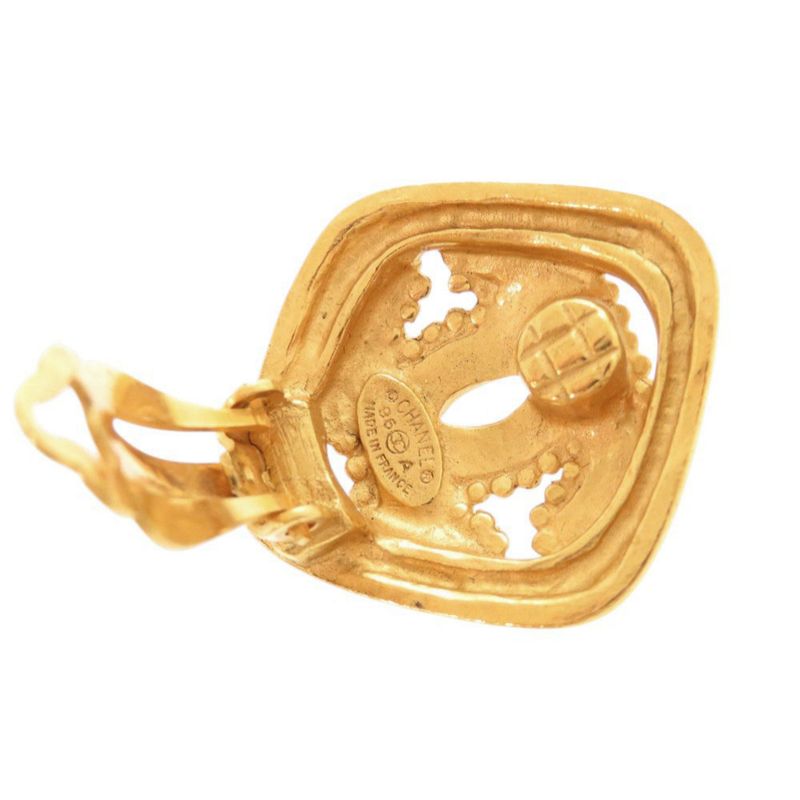 Chanel Vintage CC Logo Metal Gold Earrings