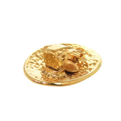 Chanel Vintage CC Logo Metal Gold Earrings