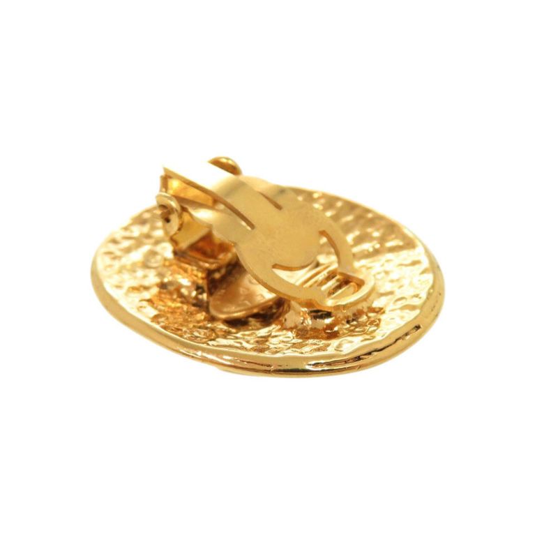 Chanel Vintage CC Logo Metal Gold Earrings