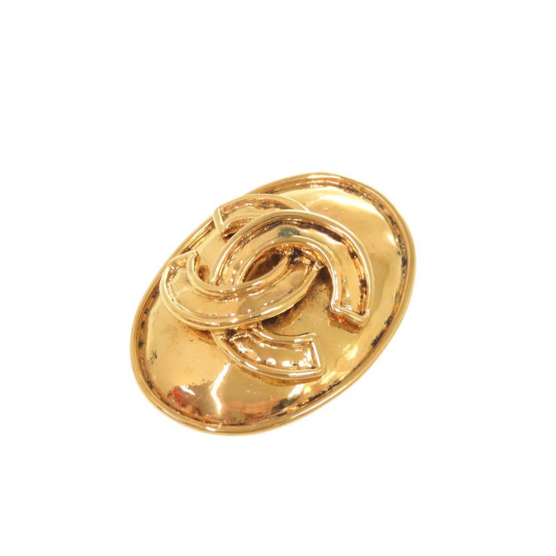 Chanel Vintage CC Logo Metal Gold Earrings