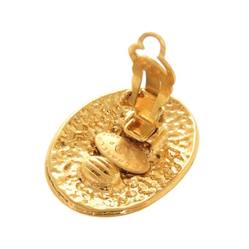 Chanel Vintage CC Logo Metal Gold Earrings