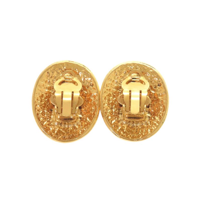 Chanel Vintage CC Logo Metal Gold Earrings