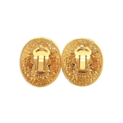 Chanel Vintage CC Logo Metal Gold Earrings