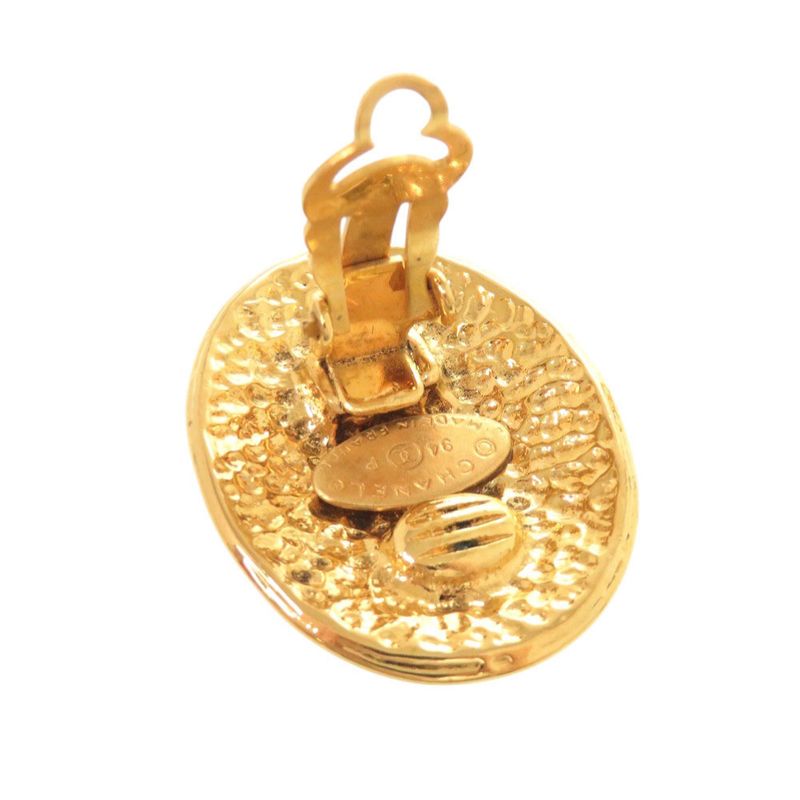 Chanel Vintage CC Logo Metal Gold Earrings