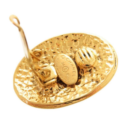 Chanel Vintage CC Logo Metal Gold Earrings