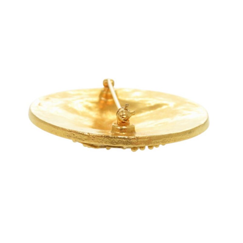 Chanel Vintage CC Logo Metal Gold Brooch