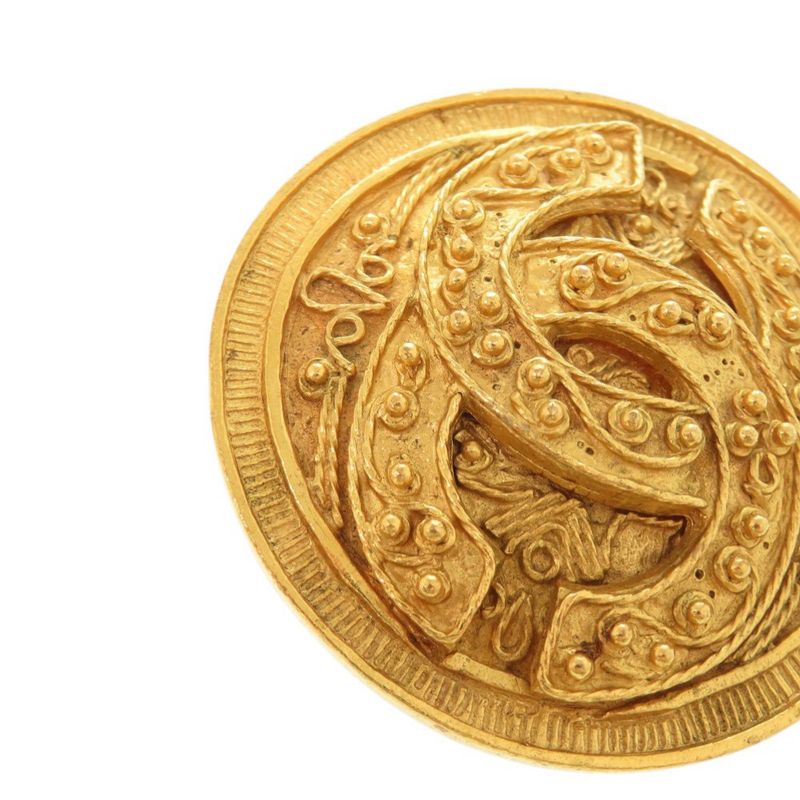 Chanel Vintage CC Logo Metal Gold Brooch
