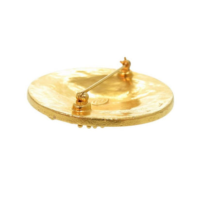 Chanel Vintage CC Logo Metal Gold Brooch