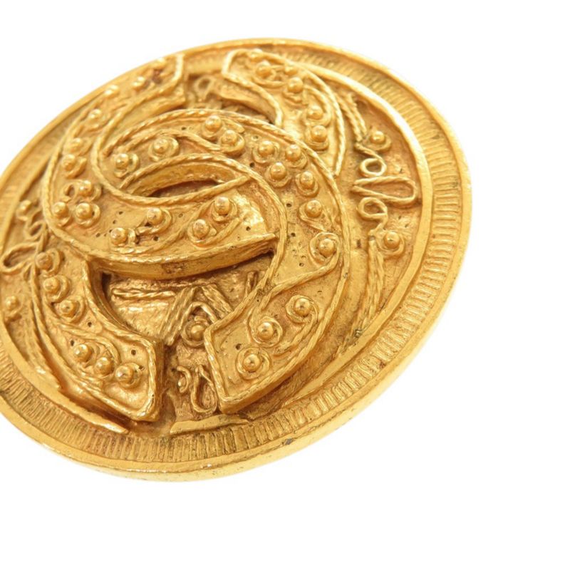 Chanel Vintage CC Logo Metal Gold Brooch