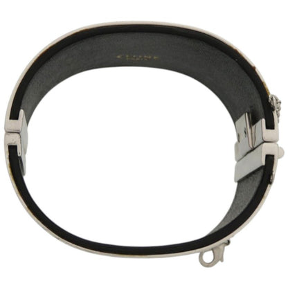 Celine Manchette Metal Leather Silver Bangle