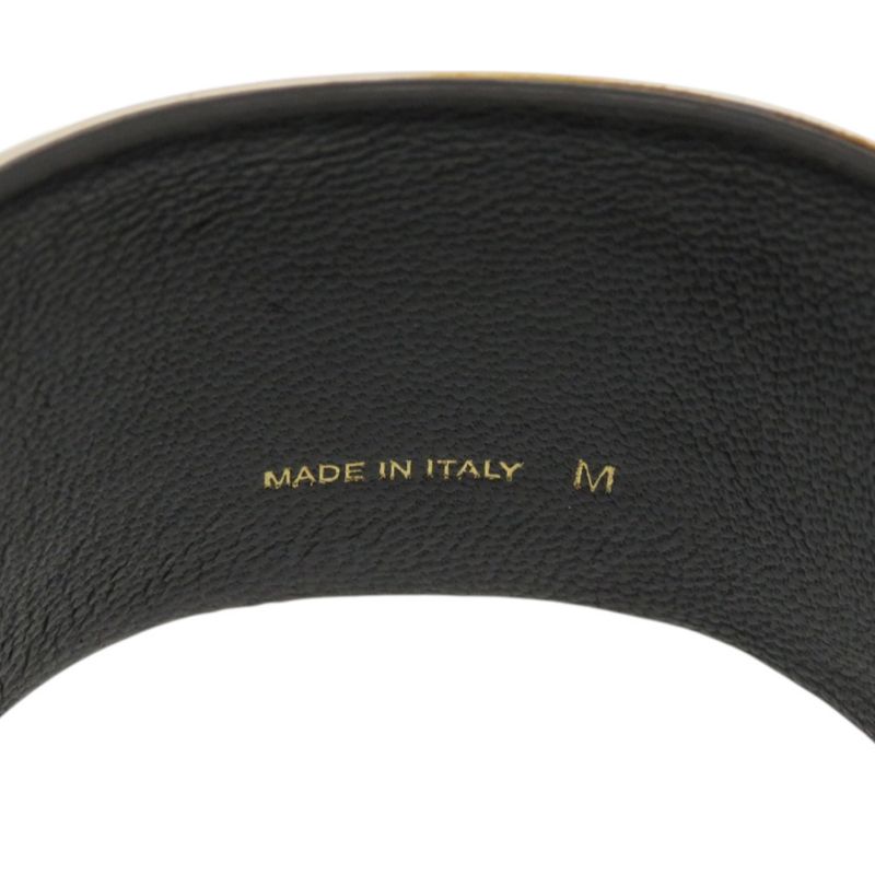 Celine Manchette Metal Leather Silver Bangle