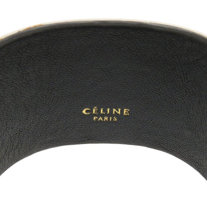 Celine Manchette Metal Leather Silver Bangle