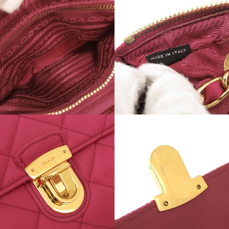 Prada Quilted Nylon Pink Chain Shoulder Bag