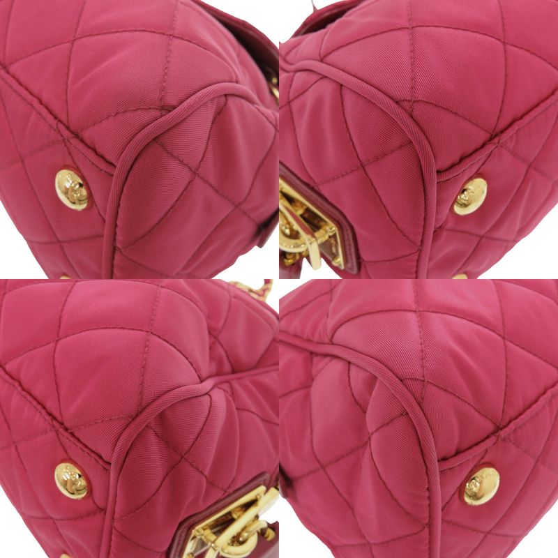 Prada Quilted Nylon Pink Chain Shoulder Bag
