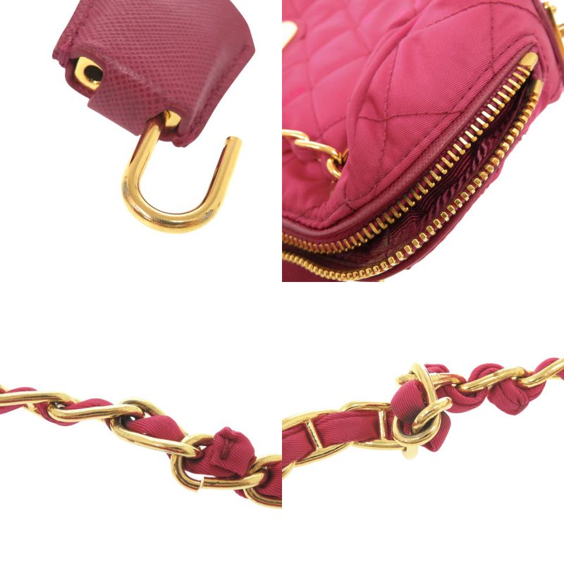 Prada Quilted Nylon Pink Chain Shoulder Bag
