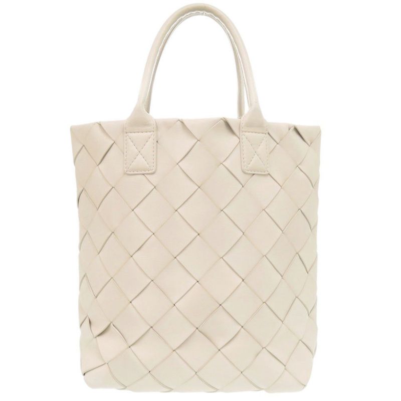 Bottega Veneta 2-Way Maxi Intrecciato Lambskin Ivory Tote White