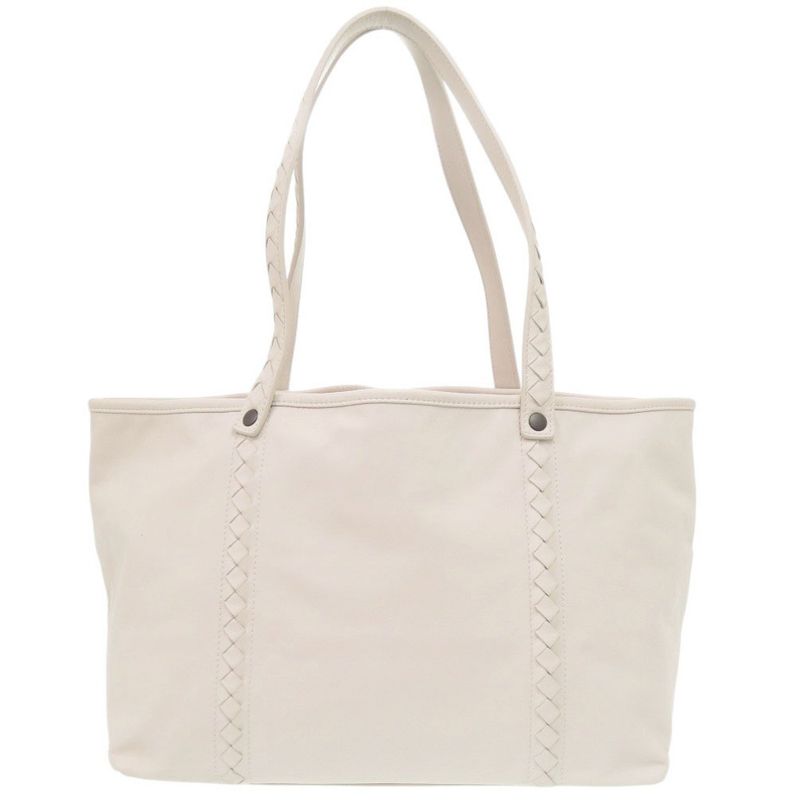 Bottega Veneta Intrecciato Leather Ivory Orange Tote White