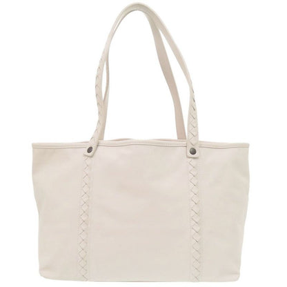 Bottega Veneta Intrecciato Leather Ivory Orange Tote White