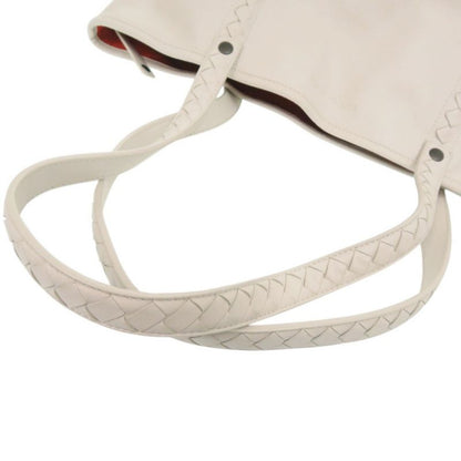 Bottega Veneta Intrecciato Leather Ivory Orange Tote White