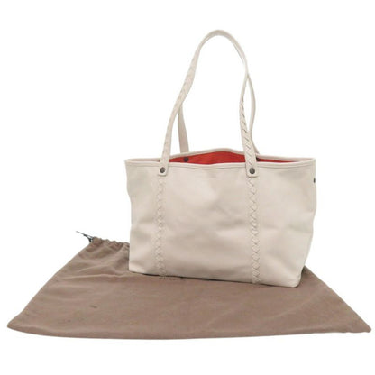 Bottega Veneta Intrecciato Leather Ivory Orange Tote White