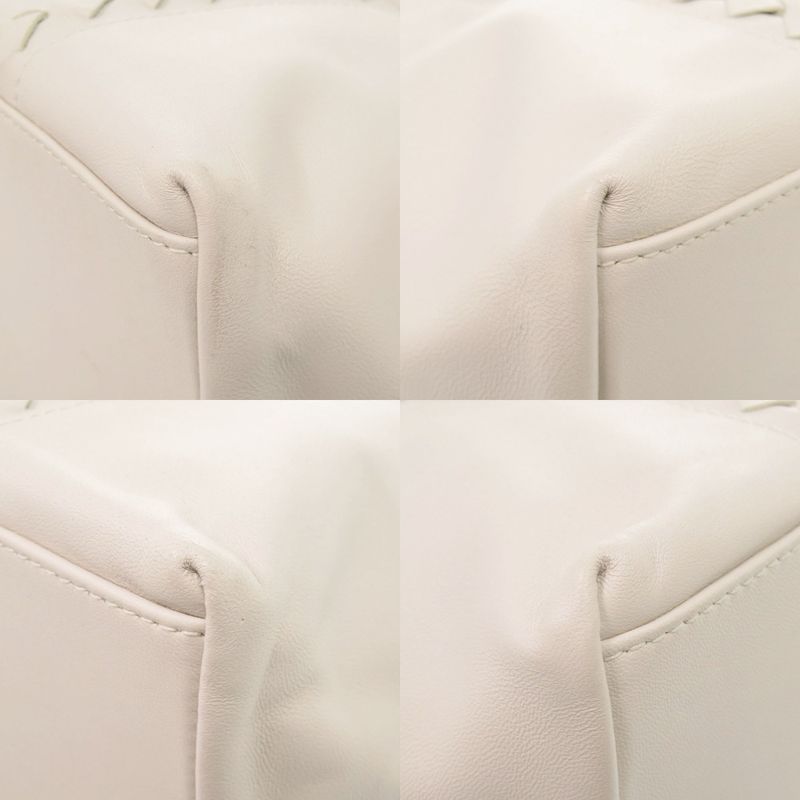 Bottega Veneta Intrecciato Leather Ivory Orange Tote White