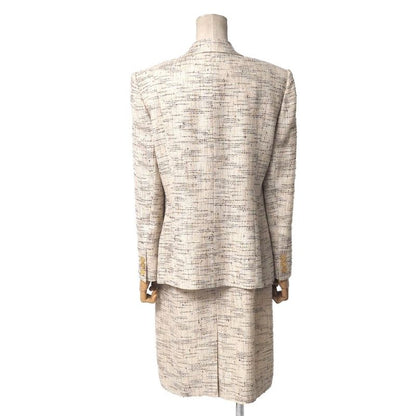 Celine Vintage Ensemble Suit 46 Tweed Tailored Jacket Belted Dress French Beige