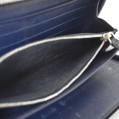Prada Racing Car Patch Wallet Leather Navy