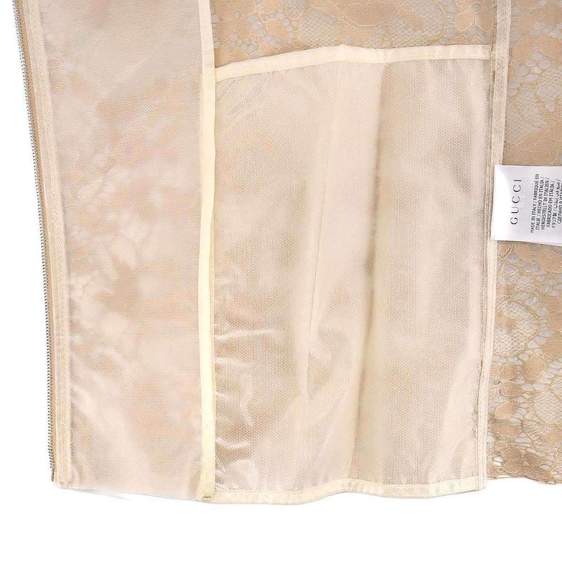 Gucci Unicum Vinyl Lace Design Zip Up Jacket Zaowd Beige 40