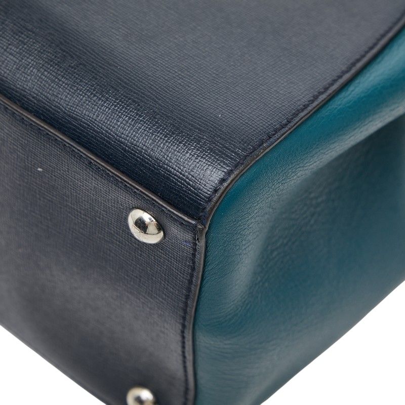Fendi Toujour 2-Way Shoulder Bag Navy Green Leather