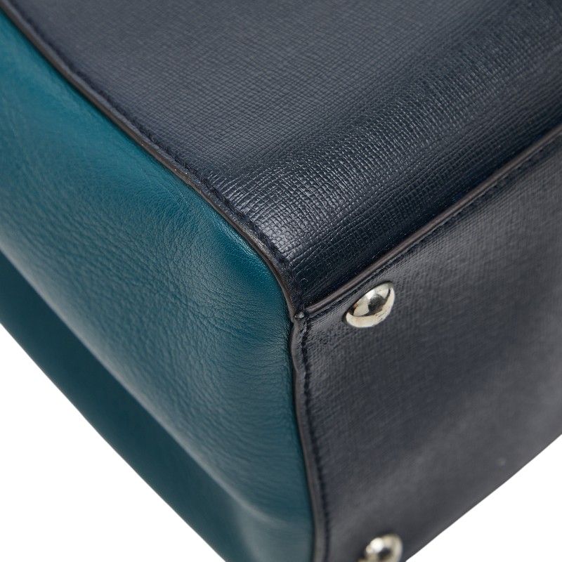 Fendi Toujour 2-Way Shoulder Bag Navy Green Leather