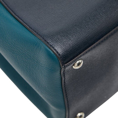 Fendi Toujour 2-Way Shoulder Bag Navy Green Leather