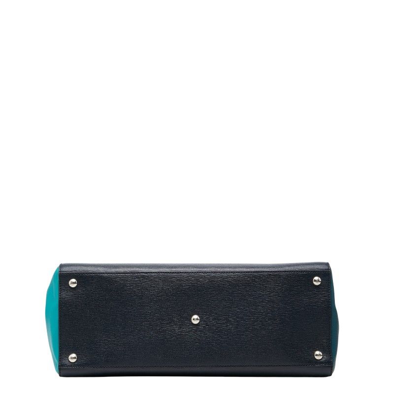 Fendi Toujour 2-Way Shoulder Bag Navy Green Leather