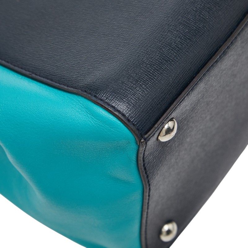 Fendi Toujour 2-Way Shoulder Bag Navy Green Leather