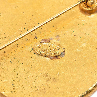 Chanel Vintage CC Logo Gold Black Plated