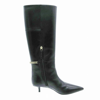 Gucci Long Boots Pointed Toe Gold Chain Logo Low Heel 35.5
