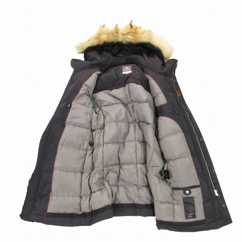 Bvlgari Peuterey Down Coat Jacket Fur Hooded a 50 L Black