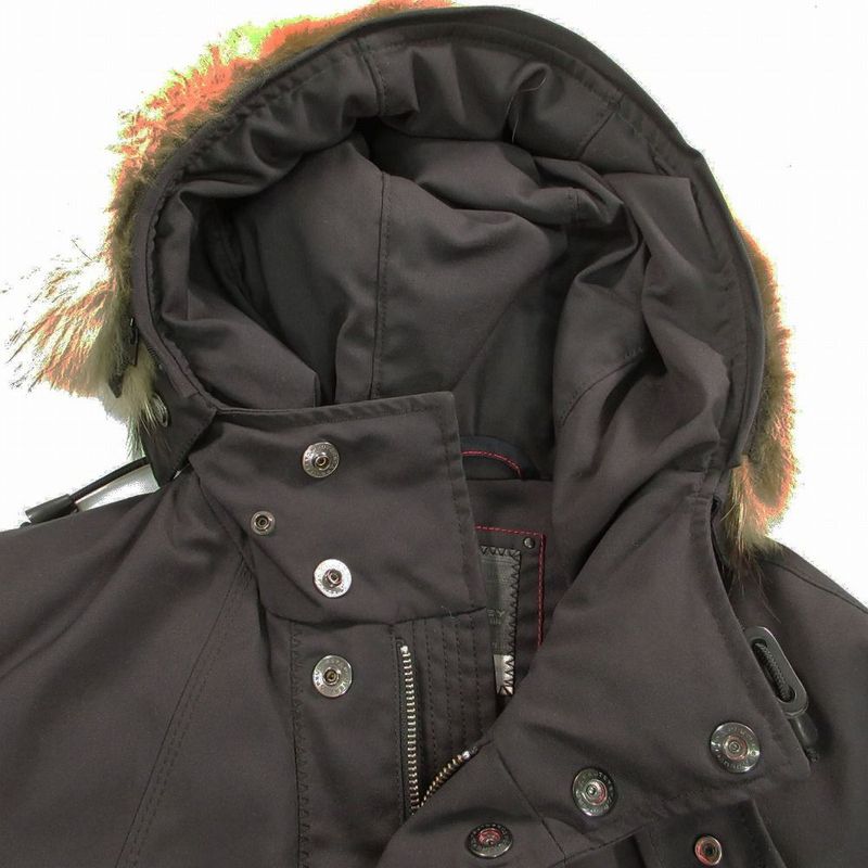 Bvlgari Peuterey Down Coat Jacket Fur Hooded a 50 L Black