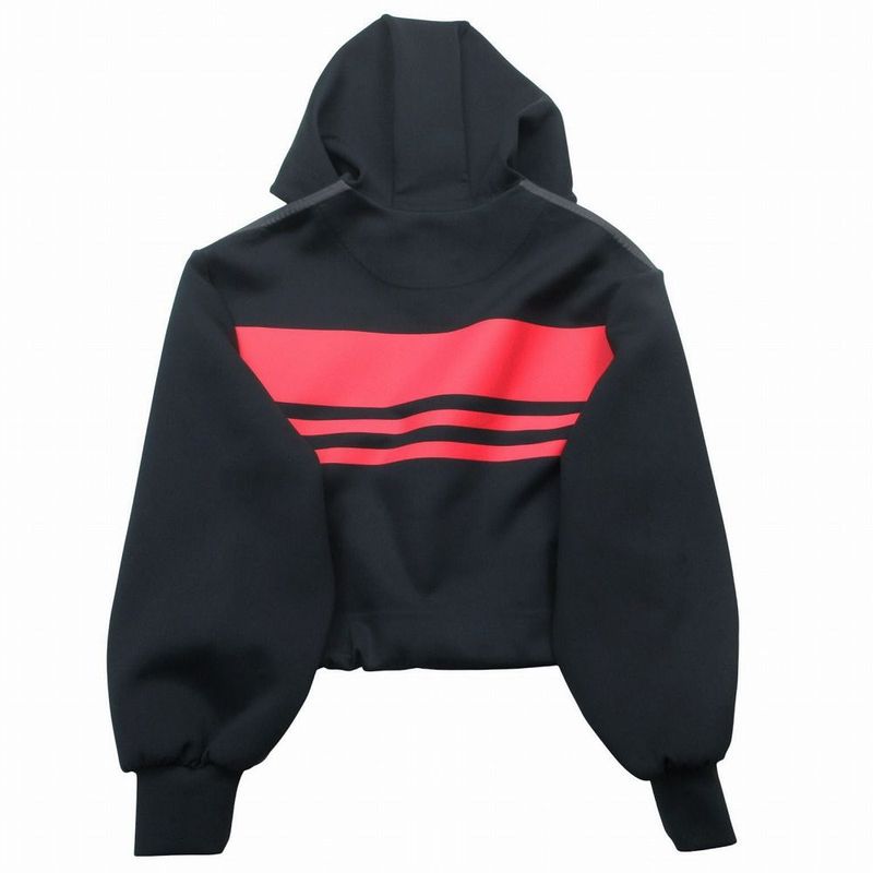 Prada Logo Hoodie Short Length Hoodie Technical Fabric XS Black Red