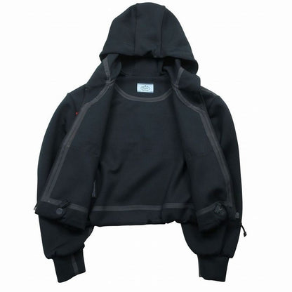 Prada Logo Hoodie Short Length Hoodie Technical Fabric XS Black Red