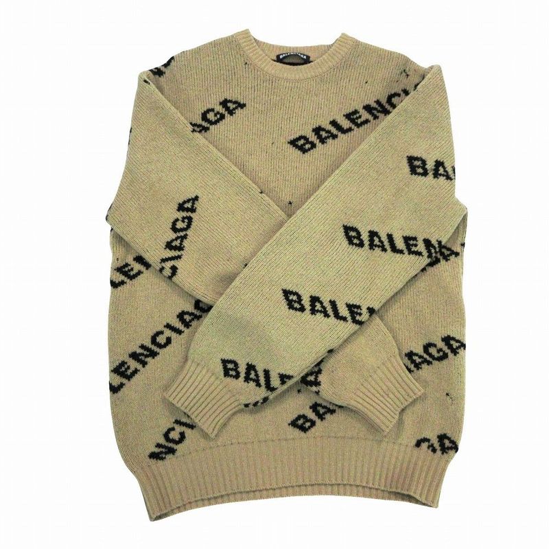 Balenciaga Allover Pattern Knit Sweater Long Sleeve Jacquard
