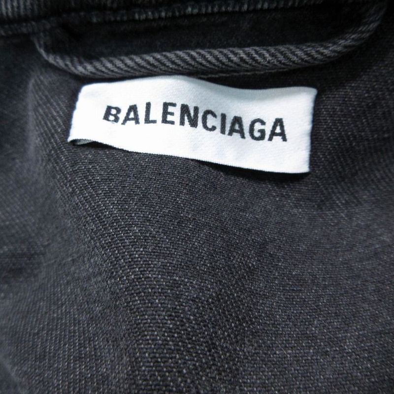 Balenciaga Rainbow Logo Embroidery Denim Jacket Distressed