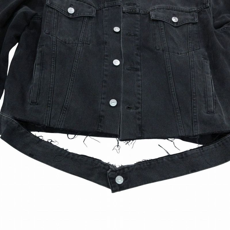 Balenciaga Rainbow Logo Embroidery Denim Jacket Distressed