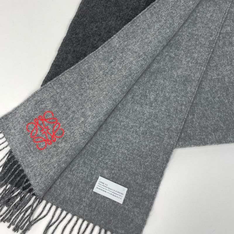 Loewe Anagram Scarf Bicolor Scarf Wool Cashmere Gray