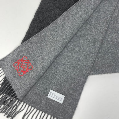 Loewe Anagram Scarf Bicolor Scarf Wool Cashmere Gray