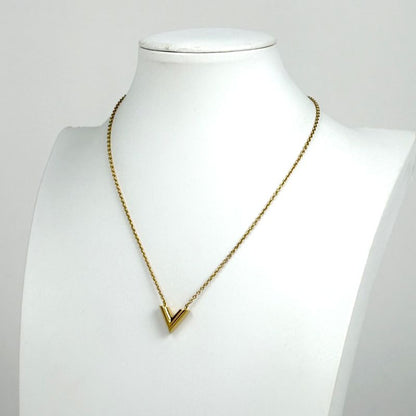 Louis Vuitton Essential Necklace Logo Gold Plated