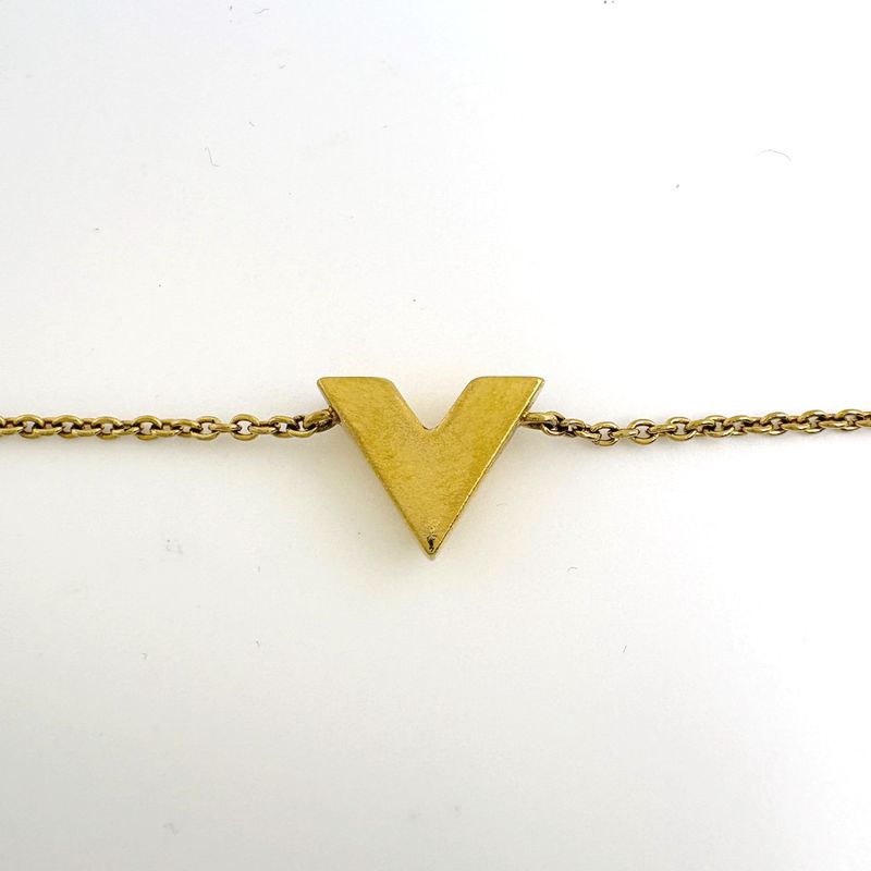 Louis Vuitton Essential Bracelet Logo Bangle Chain Gold Plated