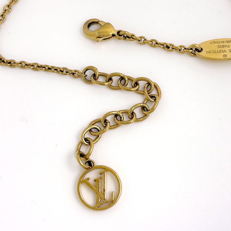 Louis Vuitton Essential Bracelet Logo Bangle Chain Gold Plated